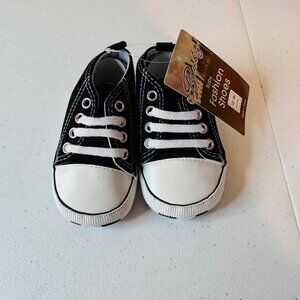 Baby High Top Sneakers Shoes Black Canvas Sneakers Baby 12-18 months Size 3